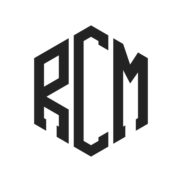 Diseño del logotipo RCM Letra inicial RCM Monograma Logotipo con forma de hexágono