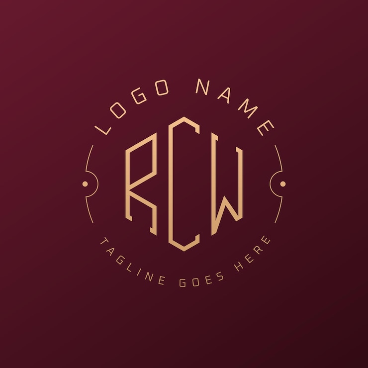 Vector diseño de logotipo de rcw de lujo letra elegante rcw monograma logotipo minimalista poligono plantilla de diseño de logotipo rcw