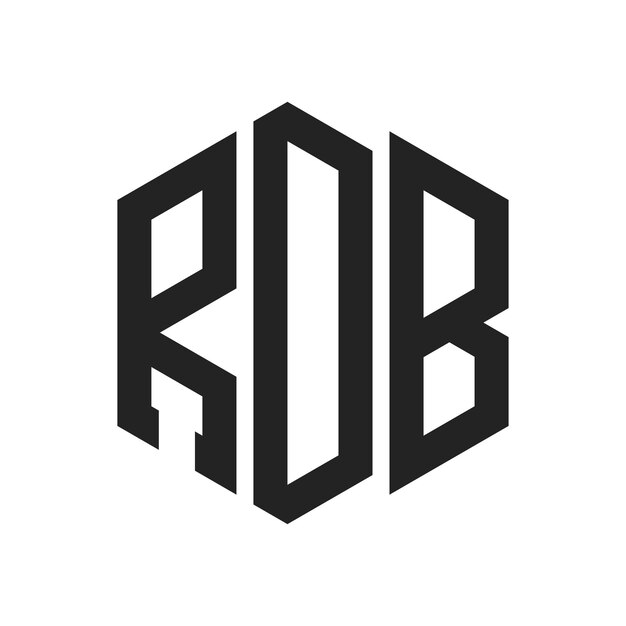 Diseño del logotipo RDB Letra inicial RDB Monograma Logotipo con forma de hexágono