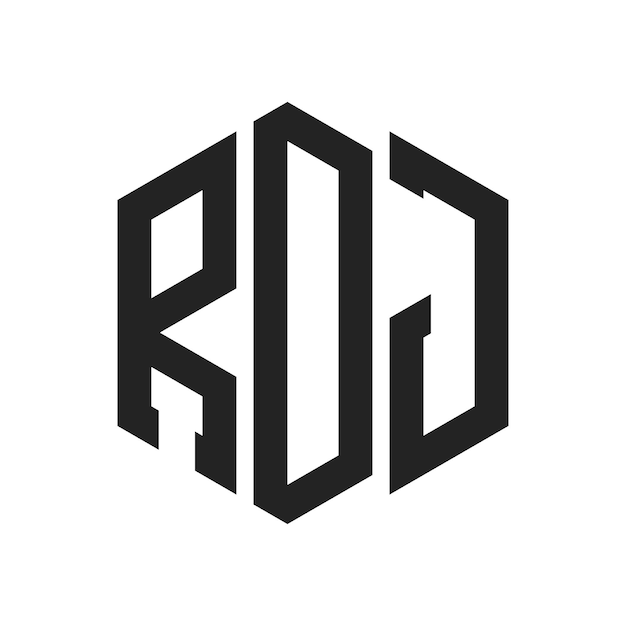 Diseño del logotipo RDJ Letra inicial RDJ Monograma Logotipo con forma de hexágono