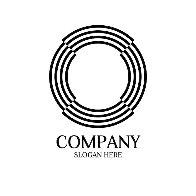 Diseño de logotipo de rebanada circular con blanco y negro