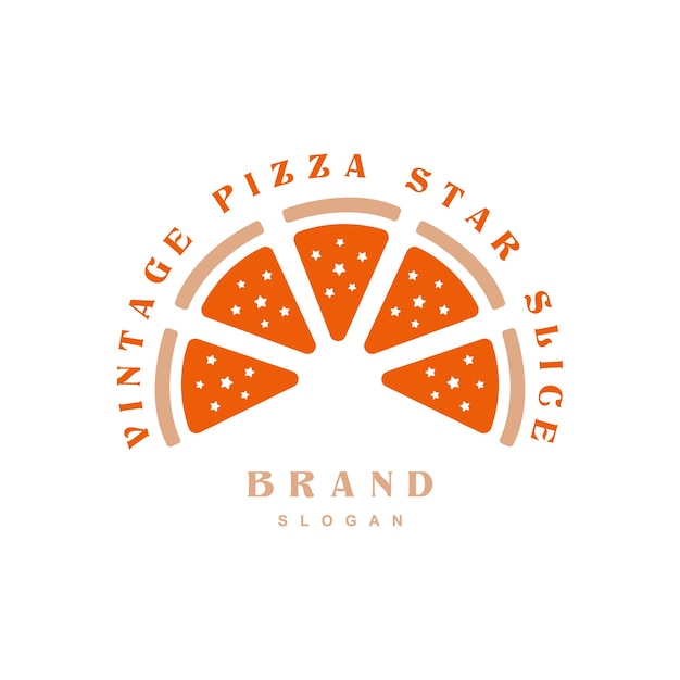 Diseño de logotipo de rebanada de estrella de pizza para marca de restaurante o cafetería