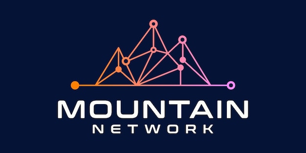 diseño del logotipo de la red de picos o montañas