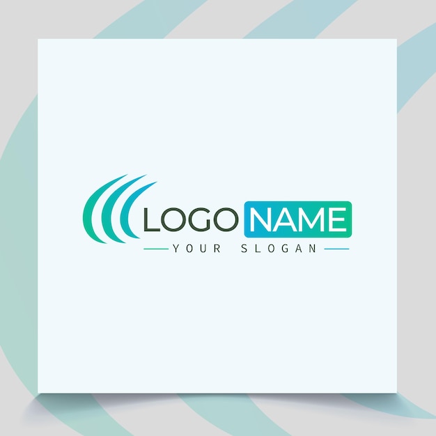 Diseño de logotipo de red simple con fondo blanco verde azulado y color gris