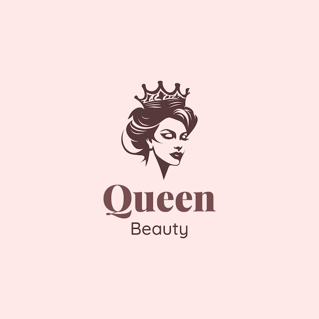 Diseño del logotipo de la reina de la belleza plantilla de belleza de lujo diseño del logotipo de la reina del cabello diseño del logotipo del spa diseño del logotipo del salón