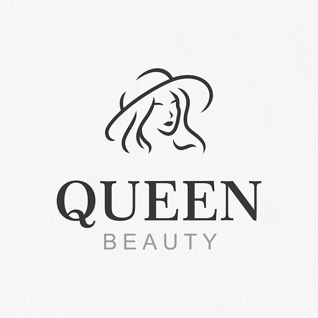 Diseño del logotipo de la reina de belleza con rostro de mujer elegante