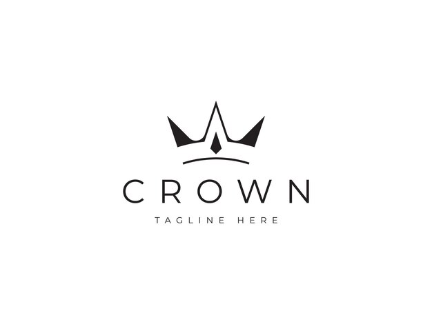 Diseño de logotipo de reina rey corona de lujo