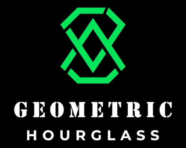 Diseño de logotipo de reloj de arena geométrico en negrita