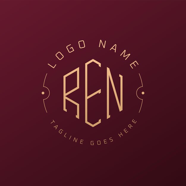 Diseño de logotipo REN de lujo Letra elegante REN Monograma Logotipo minimalista Poligono REN Template de diseño de logotipo