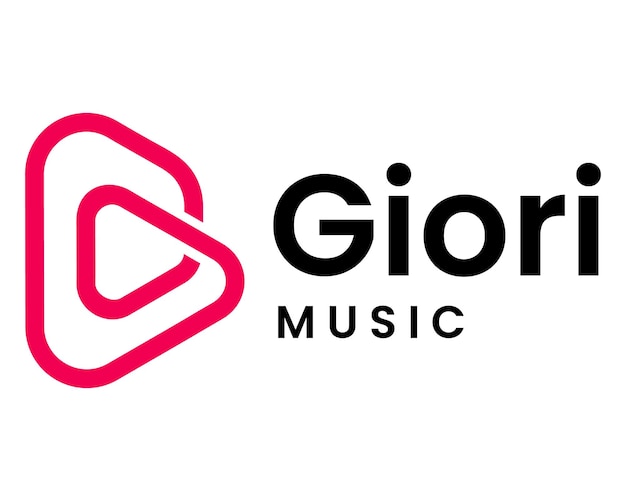 Diseño de logotipo de reproducción de video musical con monograma de letra G.