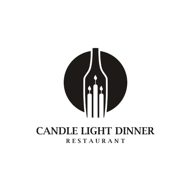 Diseño de logotipo de restaurante de cena a la luz de las velas