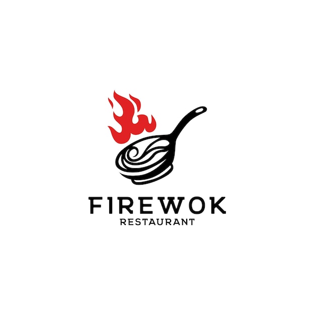 Diseño de logotipo de restaurante fire wok