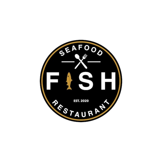 Diseño de logotipo de restaurante de mariscos emblema de pescado