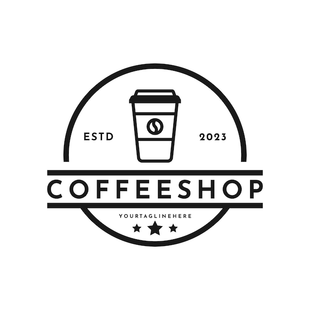 Diseño de logotipo retro de restaurante de bebida de cafetería vintage con estilo de dibujo hipster