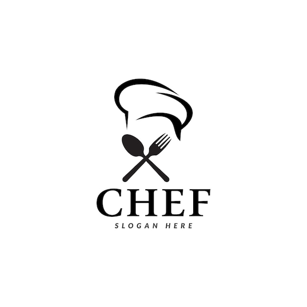 Diseño de logotipo retro simple de chef y restaurante.