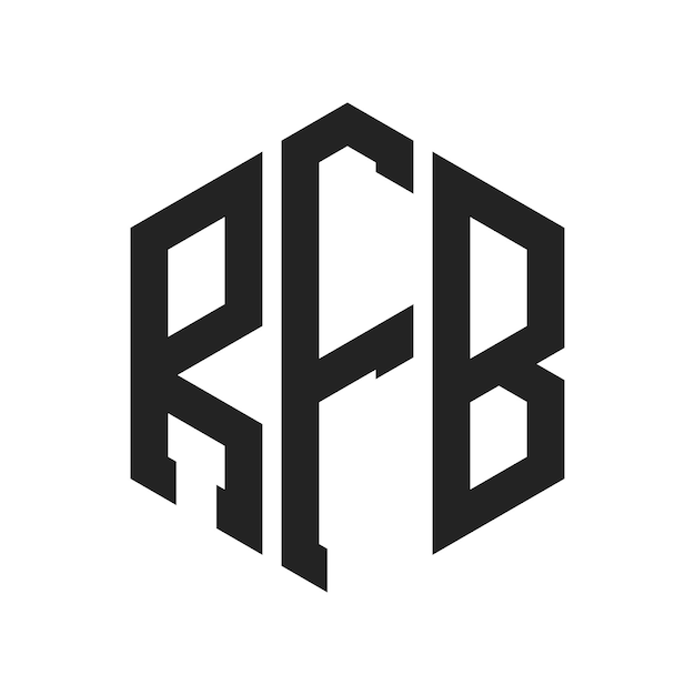 Diseño del logotipo RFB Letra inicial RFB Monograma Logotipo con forma de hexágono