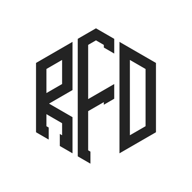 Diseño del logotipo RFD Letra inicial RFD Monograma Logotipo con forma de hexágono