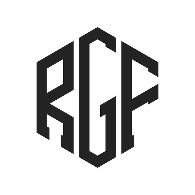 Diseño del logotipo RGF Letra inicial RGF Monograma Logotipo con forma de hexágono