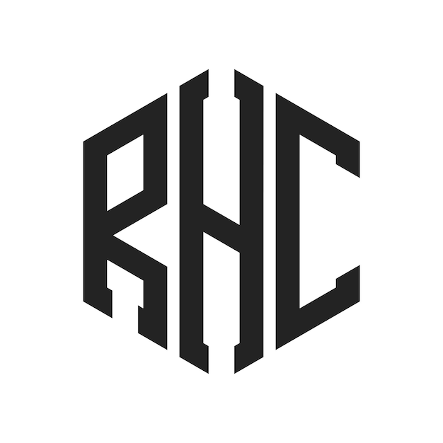 Diseño del logotipo RHC Letra inicial RHC Monograma Logotipo con forma de hexágono