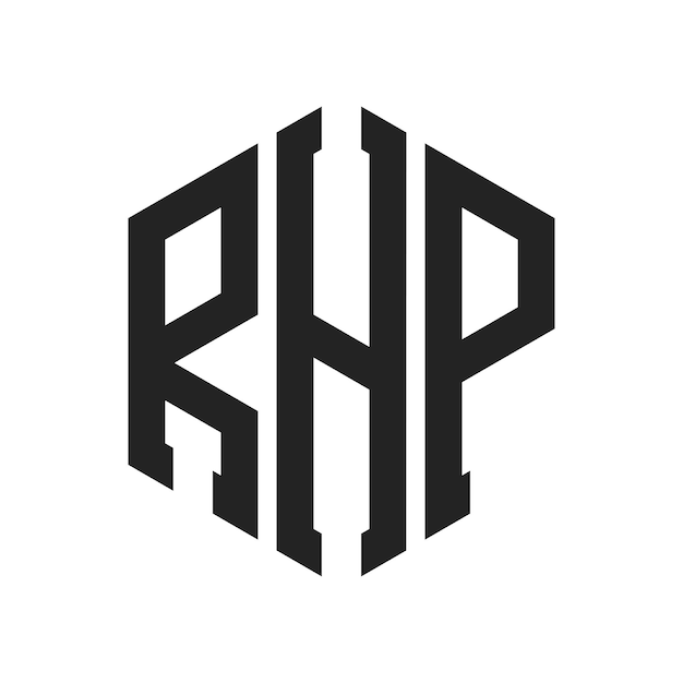 Diseño del logotipo RHP Letra inicial RHP Monograma Logotipo con forma de hexágono