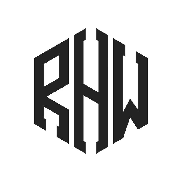 Diseño del logotipo RHW Letra inicial RHW Monograma Logotipo con forma de hexágono