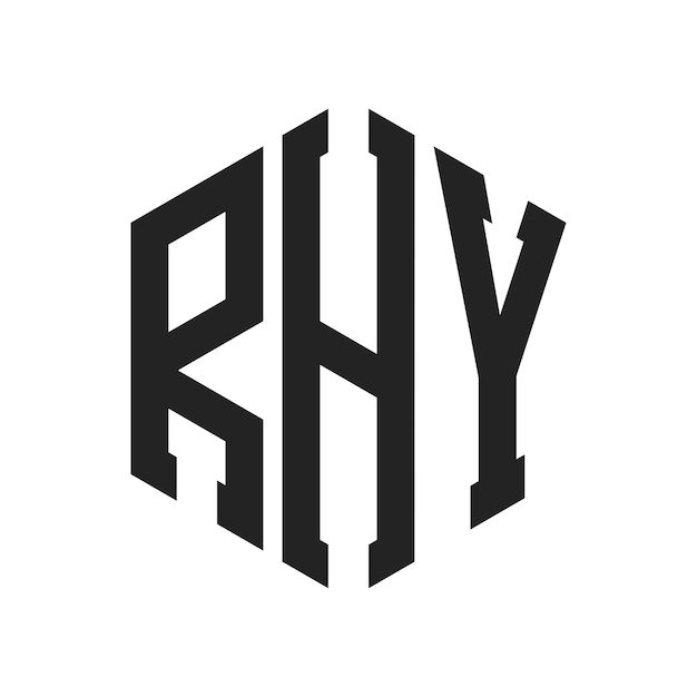Diseño del logotipo RHY Letra inicial RHY Monograma Logotipo con forma de hexágono