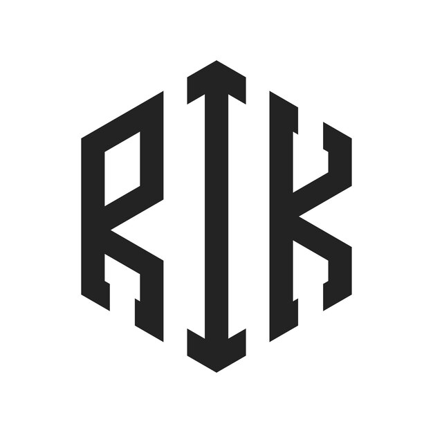 Diseño del logotipo de RIK Letra inicial RIK Monograma Logotipo con forma de hexágono