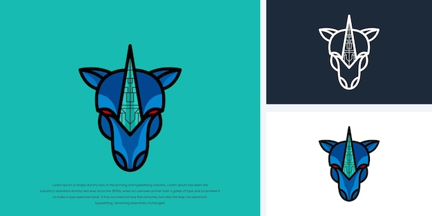 Diseño de logotipo de rinoceronte digital listo para usar