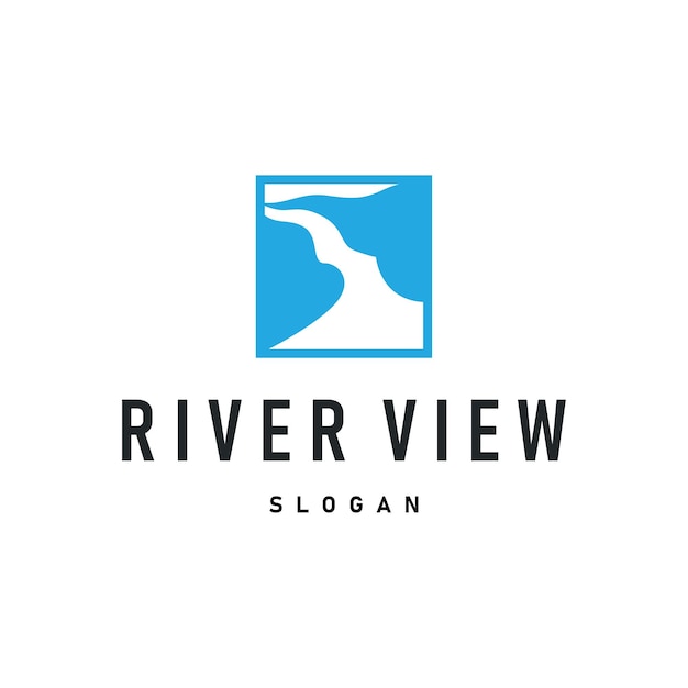 diseño del logotipo del río hermoso paisaje natural del río con simple concepto minimalista ilustración de la plantilla de la marca del producto