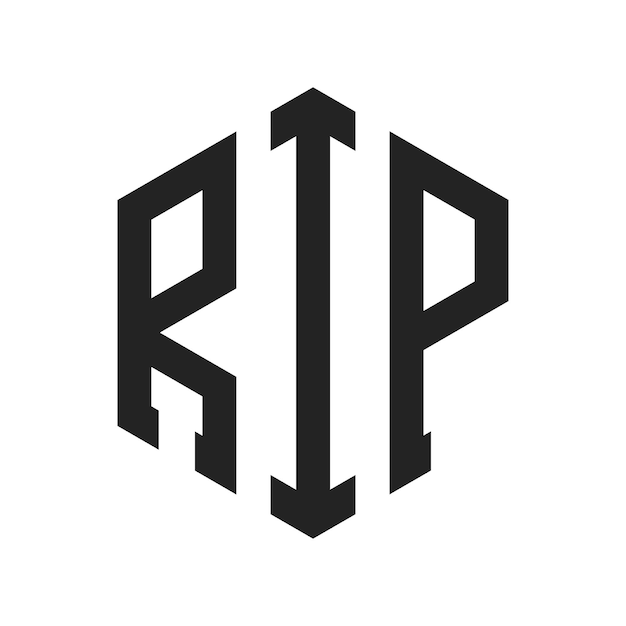 Diseño del logotipo RIP Letra inicial RIP Monograma Logotipo con forma de hexágono