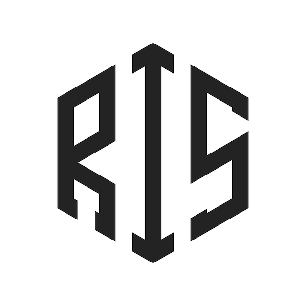 Diseño del logotipo RIS Letra inicial RIS Monograma Logotipo con forma de hexágono