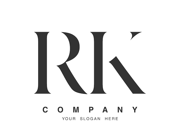Diseño del logotipo de RK Letra inicial r y k estilo de fuente serif Nombre de empresa clásico creativo tipografía Logotipo o identidad de moda