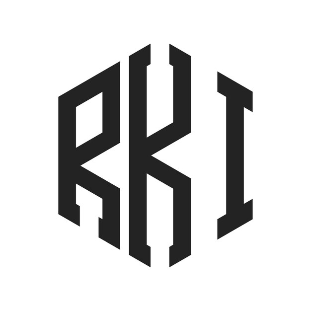 Diseño del logotipo RKI Letra inicial RKI Monograma Logotipo con forma de hexágono