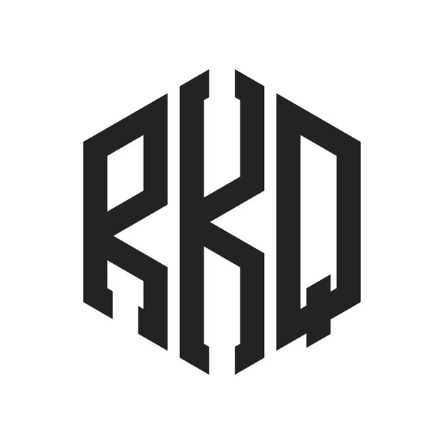 Diseño del logotipo de RKQ Letra inicial RKQ Monograma Logotipo con forma de hexágono