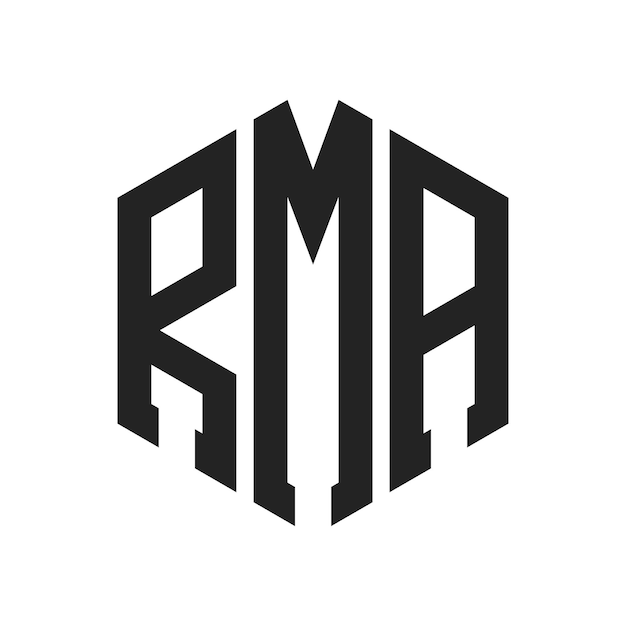 Diseño del logotipo RMA Letra inicial RMA Monograma Logotipo con forma de hexágono