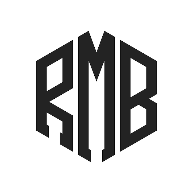 Diseño del logotipo RMB Letra inicial RMB Monograma Logotipo con forma de hexágono