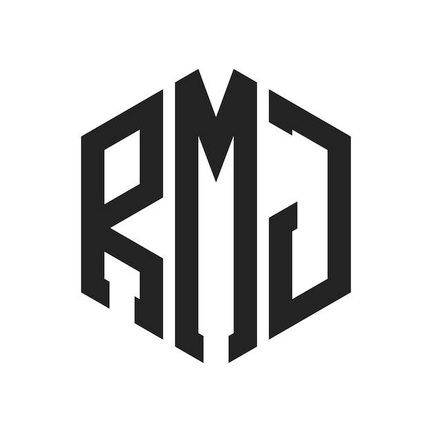 Diseño del logotipo de RMJ Letra inicial RMJ Monograma Logotipo con forma de hexágono