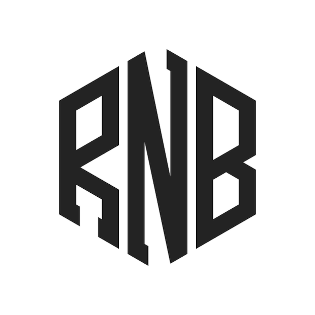 Diseño del logotipo RNB Letra inicial RNB Monograma Logotipo con forma de hexágono