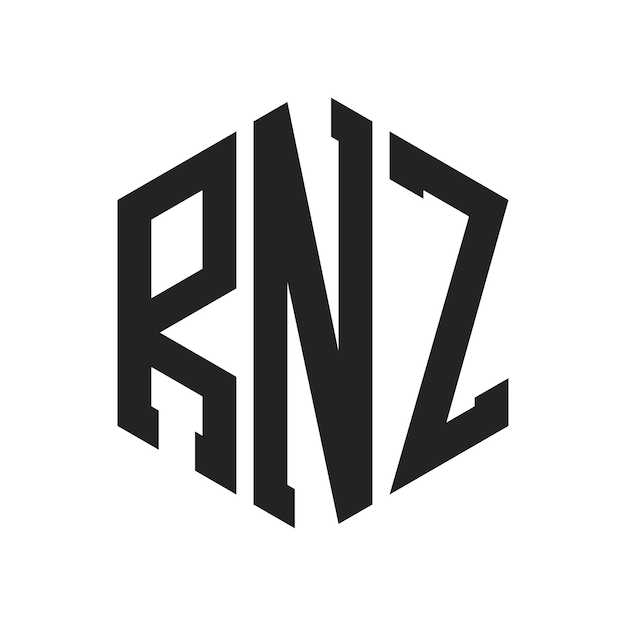 Diseño del logotipo de RNZ Letra inicial RNZ Monograma Logotipo con forma de hexágono