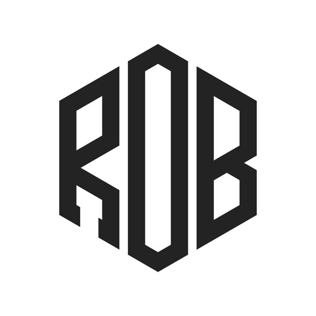 Diseño del logotipo ROB Letra inicial ROB Monograma Logotipo con forma de hexágono