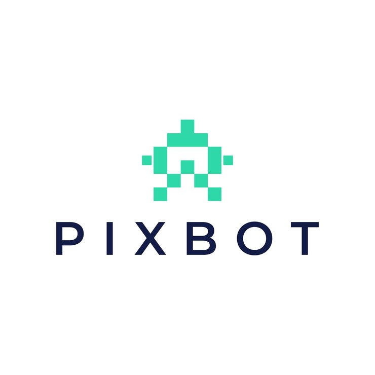 diseño de logotipo de robot de píxeles simple
