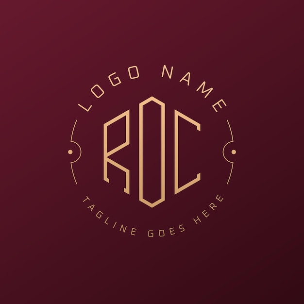 Diseño de logotipo de ROC de lujo Letra elegante ROC Monograma Logotipo minimalista Poligono Templata de diseño de logotipo ROC