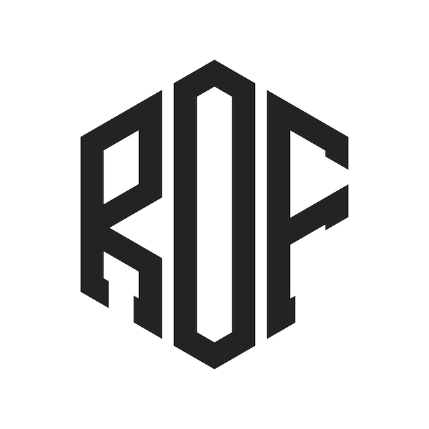Diseño del logotipo ROF Letra inicial ROF Monograma Logotipo con forma de hexágono