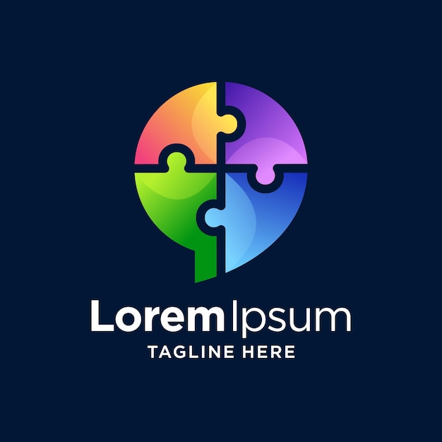 Diseño de logotipo de rompecabezas de chat para consultor psicólogo