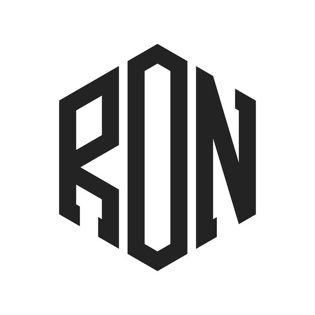 Diseño del logotipo RON Letra inicial RON Monograma Logotipo con forma de hexágono