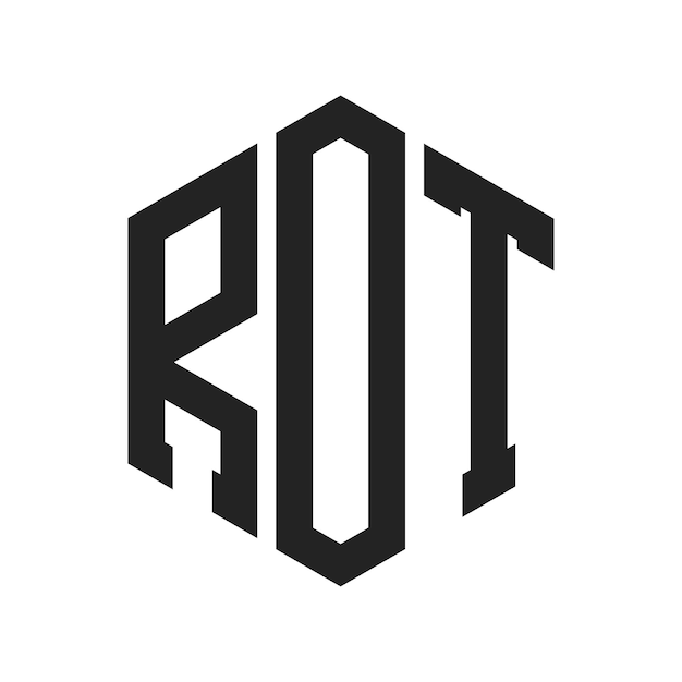 Diseño del logotipo ROT Letra inicial ROT Monograma Logotipo con forma de hexágono