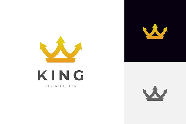 El diseño del logotipo de Royal Business Vector, la corona, la flecha, el icono del logotipo, el símbolo del rey, el logotipo de crecimiento, el moderno.