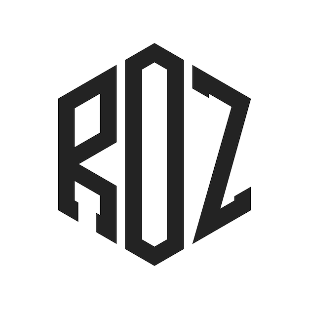 Diseño del logotipo ROZ Letra inicial ROZ Monograma Logotipo con forma de hexágono