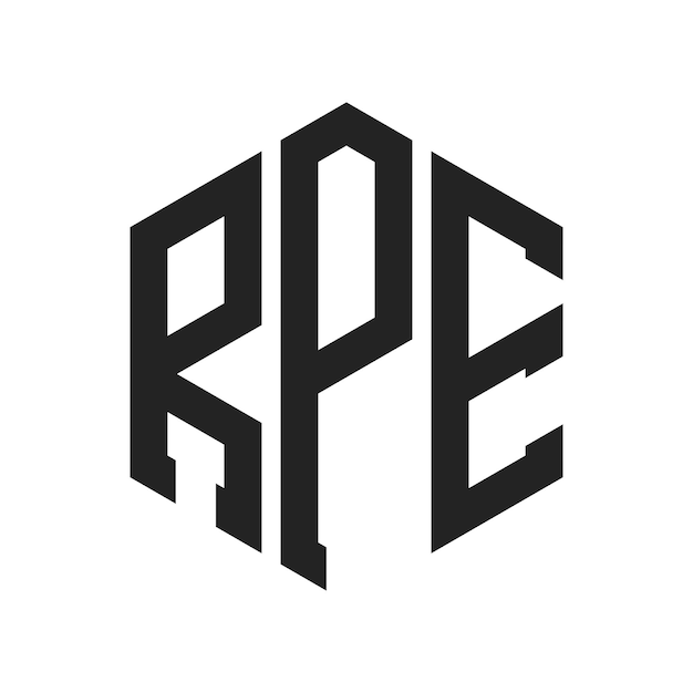 Diseño del logotipo RPE Letra inicial RPE Monograma Logotipo con forma de hexágono