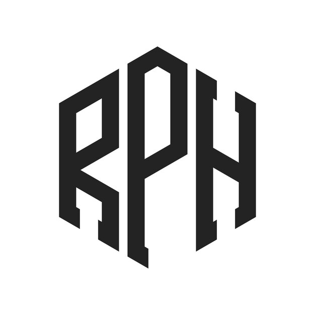 Diseño del logotipo RPH Letra inicial RPH Monograma Logotipo con forma de hexágono